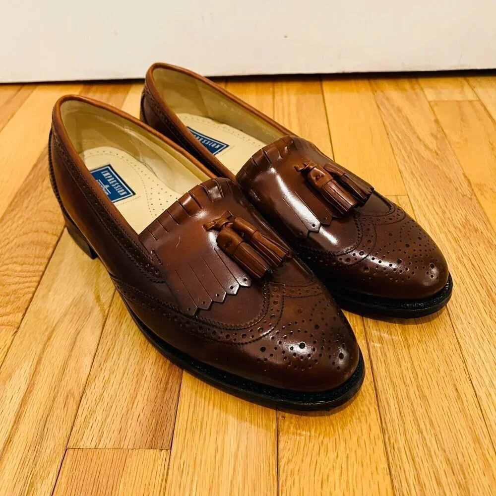 NEW Bostonian Classics Men's Shoes 9.5 Tassel Loafers Kiltie Burgundy Slip On